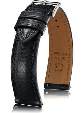 Genuine Italian Leather Watch Band - Soft, Thick, Quick Release, 18mm-22mm Sizes